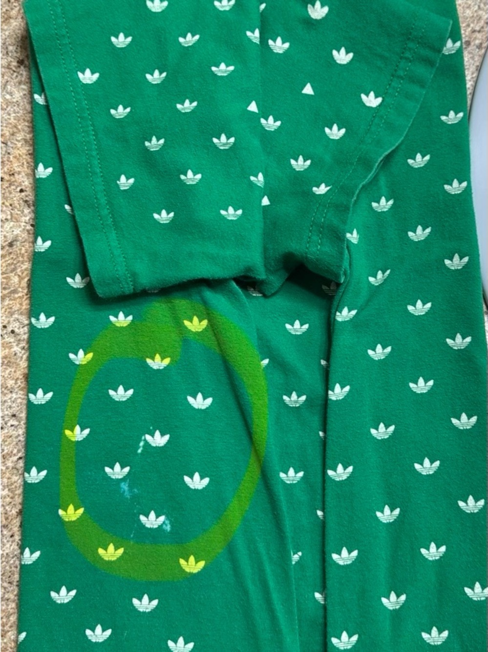 Adidas Green Short Sleeve Crop Tee with Logo Pattern *please read description * - Picture 10 of 11
